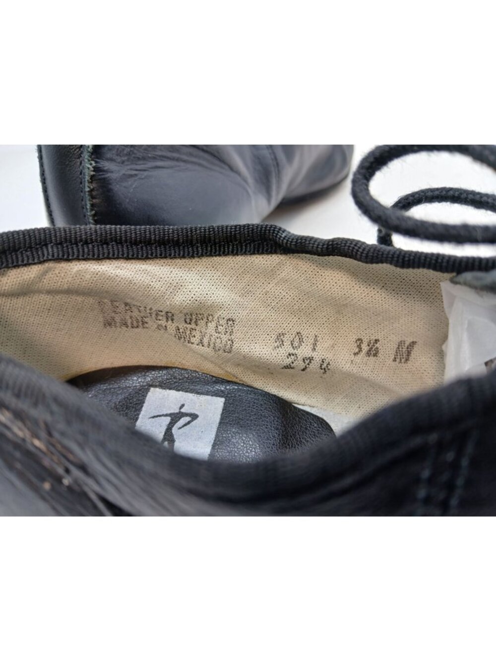 Revolution Black Leather Lace Up Tap Jazz Dance Shoes Child Size 3.5 Tele Tone - Picture 9 of 10